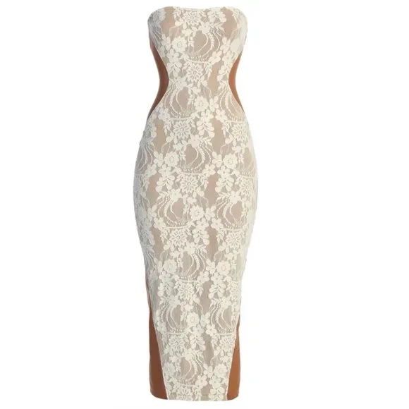 NWT • JLUXLABEL • Women's White/Tan Easy to Love Dress • Small • Strapless - Picture 2 of 6